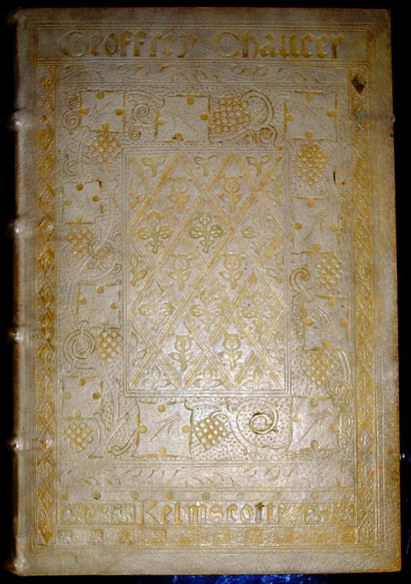 Pigskin cover of the Kelmscott Chaucer